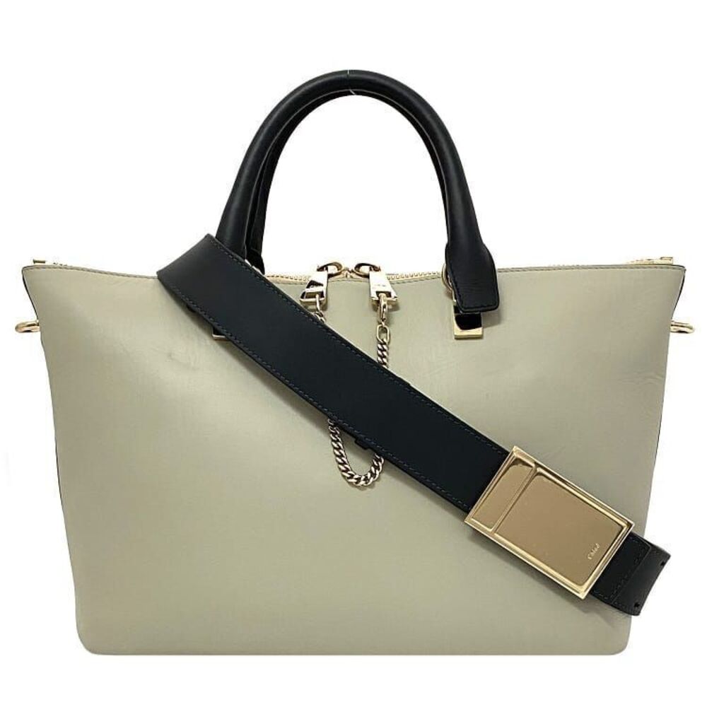 Chloe bag Baylee shoulder black gray gold leather two tone chain link can be